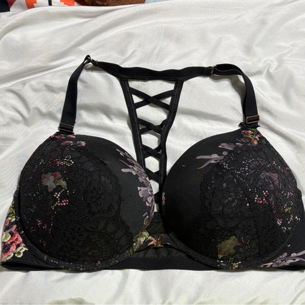 Lane Bryant Black Floral Lace Bra